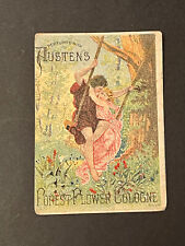 Victorian Trade Card AUSTEN'S FOREST FLOWER COLOGNE Romantic Lovers On Swing picture