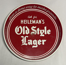 Vintage Heilemans Old Style Lager 13” Red and White Beer Tray La Crosse Wisc picture