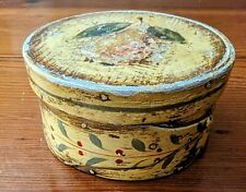 Peter Ompir Folk Art Tole Painted Antique Band Pantry Box Yellow Pear Berries picture