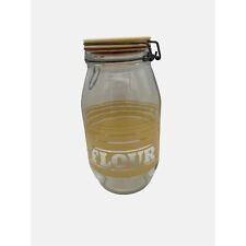Vintage Glass Flour Jar With Swing-Top Lid Yellow & White Stripes 2L Container picture