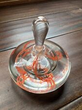 Clear And Orange Swirl Art Glass VINTAGE Perfume Bottle SIGNED picture