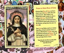 Saint St. Rose of Lima with Prayer to St Rose of Lima - Laminated Holy Card 1272 picture