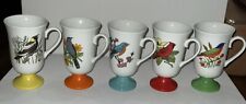 Vtg 1970’s SET 5 Song Bird Pedestal Mugs Irish Coffee Cups FRED ROBERTS CO 5 picture