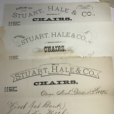 3 Diff Stuart Hale Manufacturer Chairs Letterhead Otsego Michigan 1870’s picture