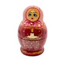 Matryoshka Russian Nesting Dolls Blonde Hair Hand Painted Candle Pink Red Retro picture
