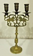 3 Arm Antique Vintage Solid Brass Candelabra Lions Of Judah Shabbat Candlestick picture