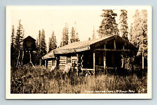 RPPC Postcard Denali Park AK Alaska McKinley Rangers Log Cabin & Cache picture