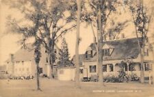 Lancaster NH~Morse's Lodge~Old Inn~Guests Lined Up in Lawn Chairs~1930s Sepia PC picture