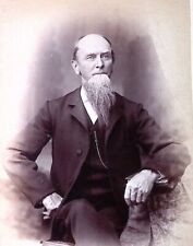 C.1880s Cabinet Card Quakertown PA E Greenville PA Man Large Beard W Book A40154 picture