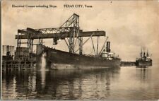 1910. TEXAS CITY, TX. ELECTRICAL CRANES UNLOADING SHIPS. POSTCARD QQ8 picture