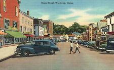 Vintage Postcard Main Street View Winthrop Maine ME Tichnor Quality News Pub. picture