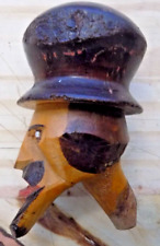 Carved Painted PIPE BOWL Bearded Face With Hat Unsmoked picture