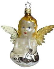 Vintage INGE-GLAS West Germany Angel w/ Foil Wings Christmas Ornament picture