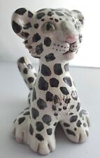 IZSEPY Snow Leopard Cub Margit Signed Glazed Studio Pottery RARE Vintage Hungary picture