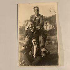 c. 1915 RPPC Handsome Young Men Affectionate Playful Gay Interest Postcard picture