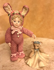 Jan Hagara Pink Bunny C22344 Figurine and Bonnie’s Bear Toy Mini C11374 Lot Of 2 picture
