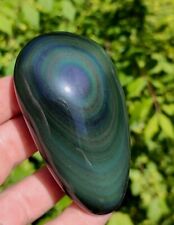 BEAUTIFUL RAINBOW OBSIDIAN PALM STONE, COLORFUL 173G ,OBSIDIAN- HEALING CHAKRA  picture