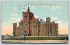 Postcard High School, Sioux City Iowa Antique Postmark 1912 A73 picture