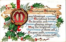 Vintage 1908 Posted Raphael Tuck's Christmas Blessings Yuletide Postcard picture