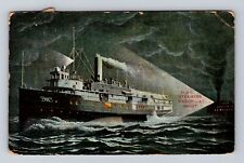 Ships-Transportation, D & C Steamers Passing At Night, Vintage c1910 Postcard picture