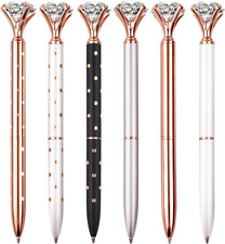 JOANCÉE 6 PCS Diamond Pen with Big Crystal Bling Metal Ballpoint Pen, Office Sup picture