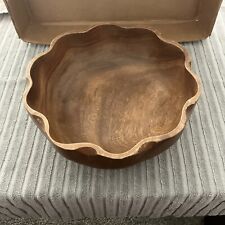 Vintage The Hardwood Factory Kauai Hawaii Large  Wooden Bowl Scalloped 12”x4 picture
