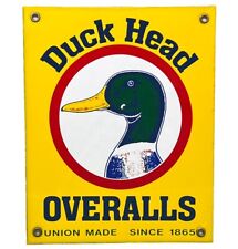 VINTAGE DUCK HEAD OVERALLS PORCELAIN SIGN GAS OIL FARM BIRD HUNTING CARHARTT picture