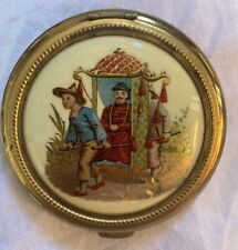Vtg Ladies Compact Asian Men Pulling & In Ornate Rickshaw, Never Used picture
