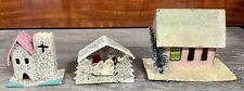 Vintage 1950s Cardboard Christmas Putz Houses Japan Lot Of 3-Church,Manger,House picture
