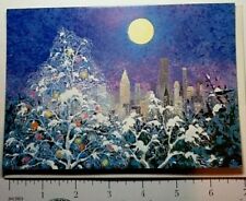 Unused Norcross Xmas Greeting Card Gorgeous Winter Night In The City Full Moon picture