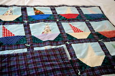 SAILBOAT QUILTING QUILT Patchwork Nautical SMALL THROW or for HANGING SAILING VG picture