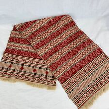 Hand Woven Table Runner Red and Beige Ethnic Geometric Stripes Excellent picture