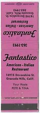 Fantastico American Italian Restaurant Granada Hills Calif.   Empty Matchcover picture