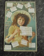 Vintage 1889 VTC Victorian Trade Card Hoyt's German Cologne Calendar Girl picture