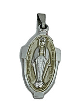 Vintage VIRGIN MARY Silver Tone Medal Pendant Charm Germany Christian 1 1/4