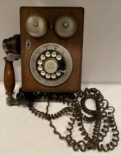 WESTERN ELECTRIC BELL ROTARY DIAL PHONE WOODEN Antique Stylish Wall Hanging Rare picture