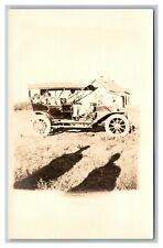 Early Automobile Car Woman Children Farmstead  RPPC Postcard Unposted 1904-18 picture
