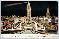 Postcard View Of Dreamland By Night, Coney Island, New York Posted 1906 picture