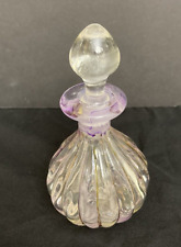 Vtg Bicchielli Art Glass Perfume Bottle Clear Purple Yellow Vanity Refillable picture