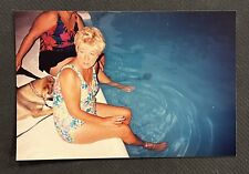 FOUND VINTAGE PHOTO PICTURE Women Sitting At The Swimming Pool picture