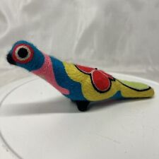 Vintage Huichol Mexican Folk Art Yarn String Bird Figurine Avian Colorful Decor picture