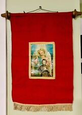 Vtg Religious Church Altar Banner Angel Watching Over Child With Hanging Bar picture