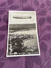 @1935 Hindenburg  Zeppelin over German lake real photo postcard picture