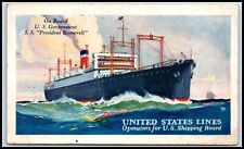 Postcard US Government SS President Roosevelt UNITED STATES LINES   L76 picture