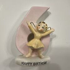 Vintage Norcrest Number 6 Happy Birthday Angel Candleholder Figurine F283 picture