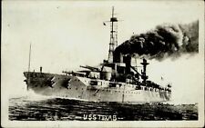 RPPC USS TEXAS BB-35 US Navy warship 1918-1930s real photo postcard picture