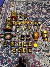 Vintage Khokhloma Russian Lacquer Ware Lot Of 30 Items picture