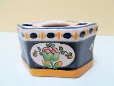 Vintage ALADIN FRANCE Blue White Faience Pottery Inkwell picture