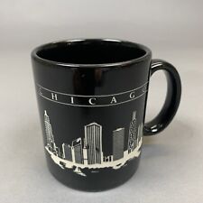 Vintage Chicago Skyline Coffee Mug Cup Embossed Made in Japan Black and White picture