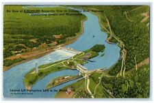 1954 Air View Bonneville Dam Columbia River Highway Portland Oregon OR Postcard picture